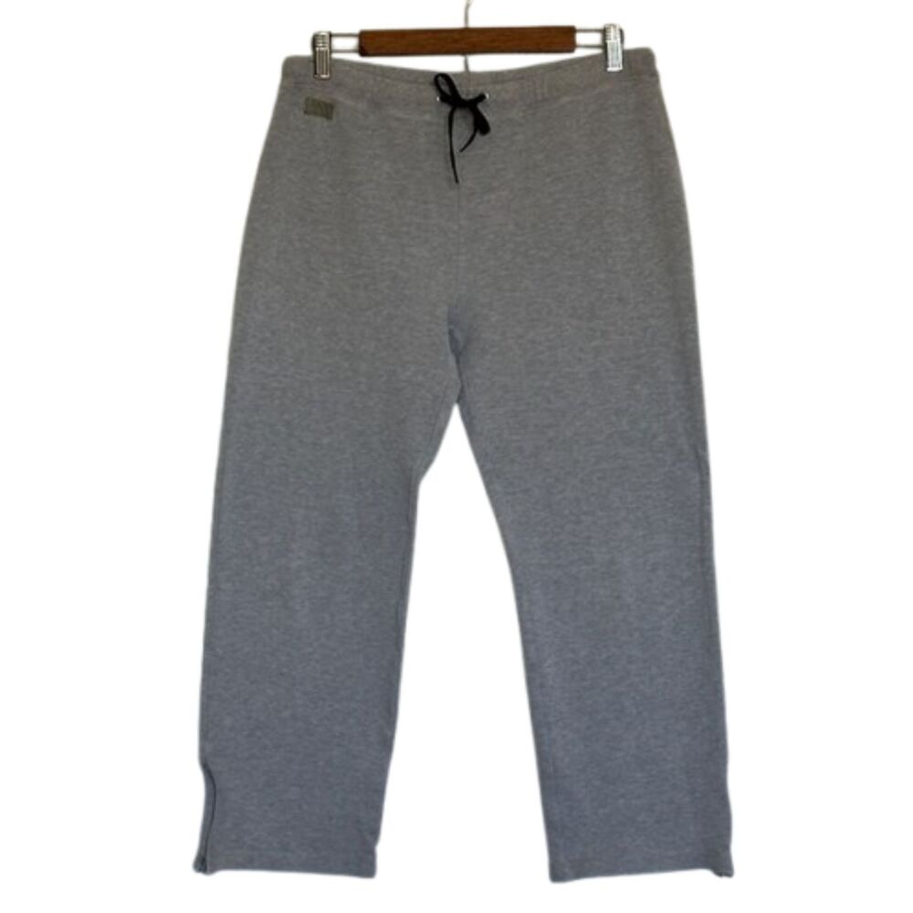 Ralph Lauren Cropped Sweat Pants Lounge Drawcord Petite Large Pullon Zip Hem
